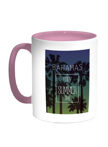Enjoy The Summer Time Printed Coffee Mug Pink/White/Blue 11ounce