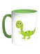 Dinosaur Printed Coffee Mug White/Green 11ounce