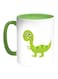 Dinosaur Printed Coffee Mug White/Green 11ounce