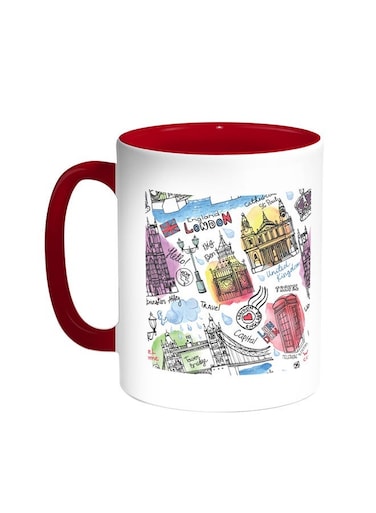 Landmarks Of London Printed Coffee Mug Red/White 11ounce