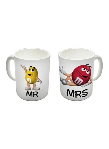 2-Piece Printed Couple Mug Multicolour One Size