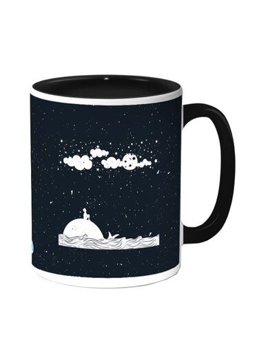 Moon And Stars Printed Coffee Mug Black/White 11ounce