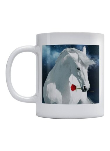 Horse Printed Mug White/Blue