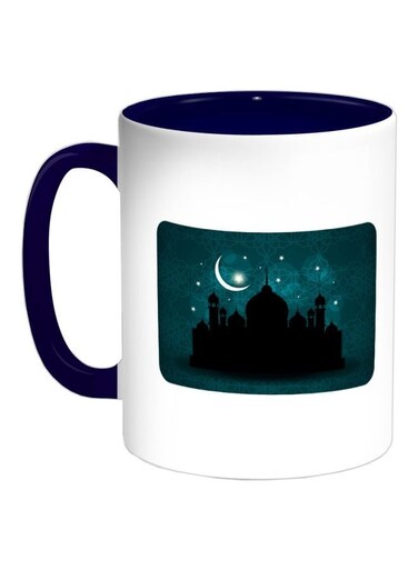 Ramadan And A Mosque Printed Coffee Mug Dark Blue/White/Black 325ml