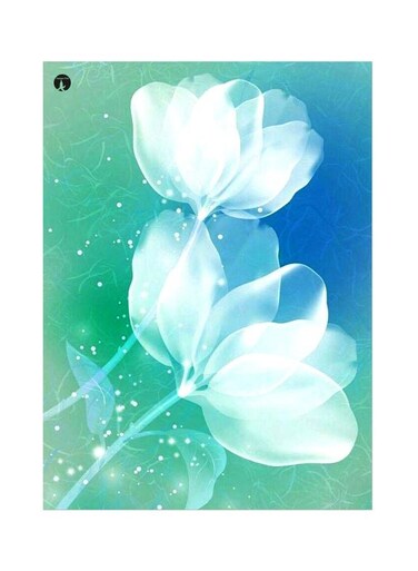 Printed Metallic Plate White/Blue/Green 20x15cm