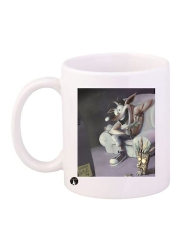 Crash Video Game Printed Mug White/Beige/Black