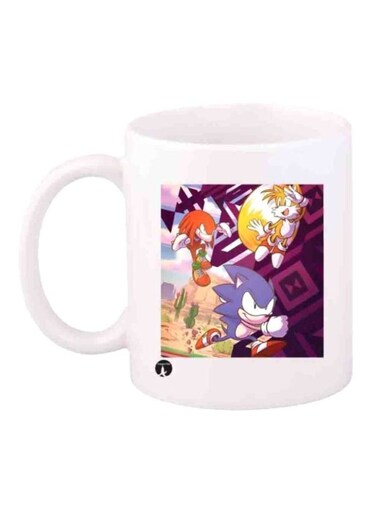 Game Sonic Character Printed Mug White/Purple/Yellow