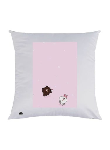 Cartoon Animal Printed Decorative Throw Pillow White/Pink/Brown 30x30cm