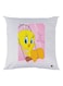 Tweety Bird Printed Throw Pillow White/Pink/Yellow 30x30cm