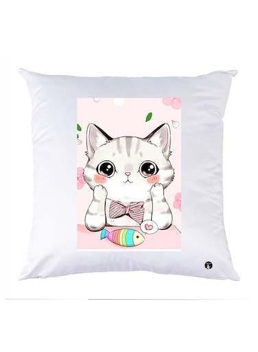 Printed Pillow Polyester White 30x30cm