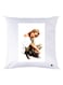 Girl Printed Throw Pillow White/Beige/Brown 30x30cm