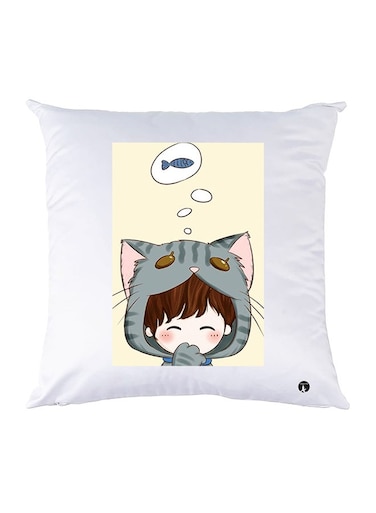 Printed Pillow Polyester White 30x30cm