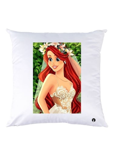 Cartoon Printed Throw Pillow White/Red/Beige 30x30cm