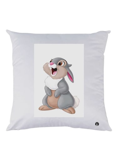Cartoon Printed Throw Pillow White/Grey/Brown 30x30cm