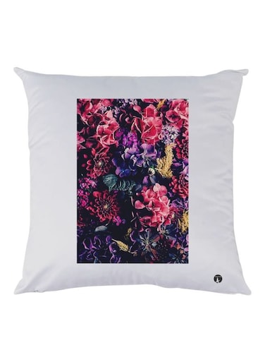 Floral Printed Throw Pillow White/Pink/Blue 30x30cm