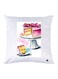 Cake Printed Throw Pillow White/Grey/Pink 30x30cm