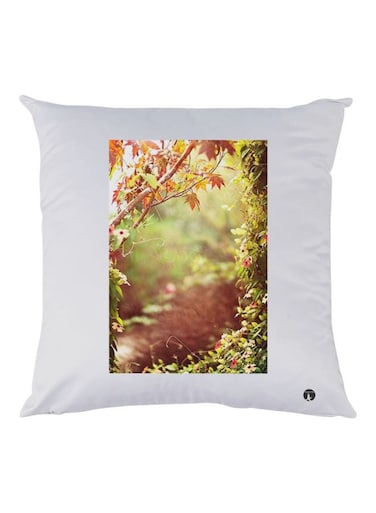 Nature Printed Decorative Throw Pillow White/Green/Brown 30x30cm