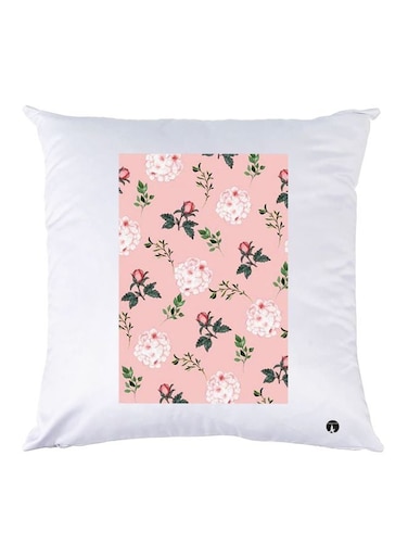 Florals Printed Throw Pillow polyester White/Pink/Green 30x30cm