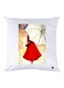 Women With Umbrella Printed Throw Pillow White/Red/Brown 30x30cm
