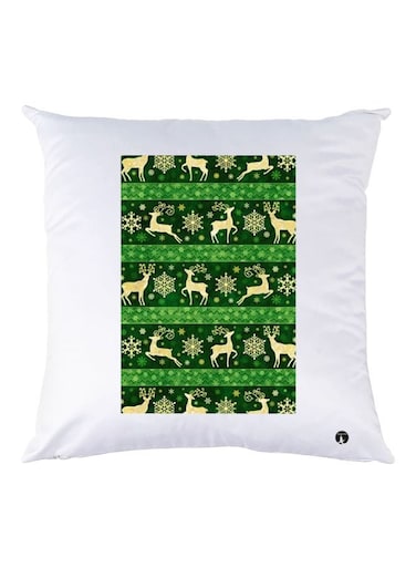 Printed Decorative Throw Pillow White/Green 30x30cm