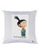 Girl Printed Throw Pillow White/Blue/Black 30x30cm