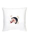 Chibi Maruko Chan Character Printed Decorative Pillow White/Beige/Red 16x16inch