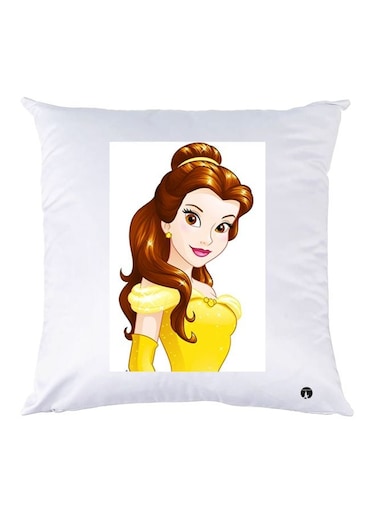 Girl Printed Throw Pillow polyester White/Yellow/Brown 30x30cm