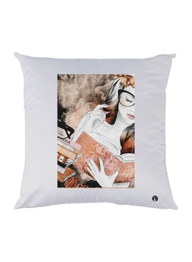 Girl Printed Throw Pillow polyester White/Brown/Black 30x30cm