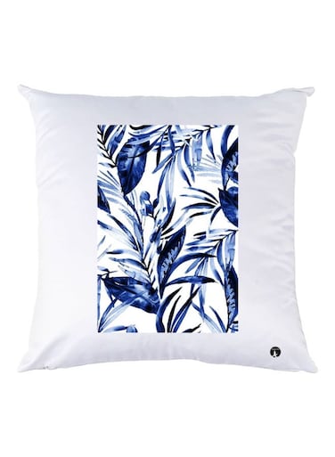 Printed Throw Pillow White/Blue 30x30cm