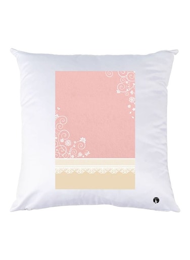 Printed Decorative Throw Pillow White/Pink/Beige 30x30cm