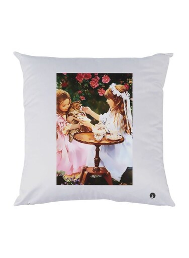 Girls Printed Throw Pillow White/Pink/Green 30x30cm
