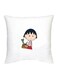 Chibi Maruko Chan Character Printed Decorative Pillow White/Beige/Red 16x16inch