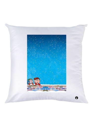 Cartoon Character Printed Throw Pillow White/Blue/Red 30x30cm
