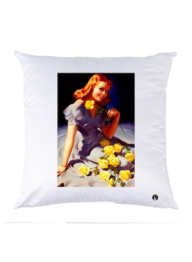 Printed Pillow Polyester White 30x30cm