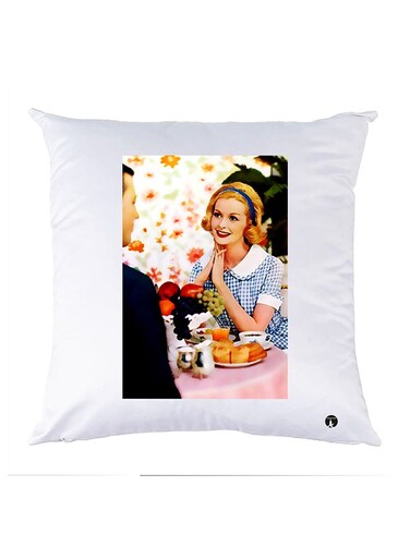 Printed Pillow Case Polyester White 30x30cm
