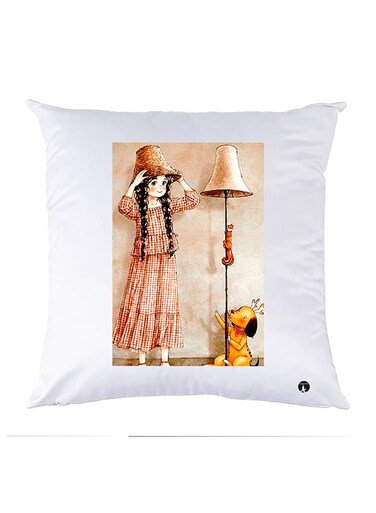 Printed Pillow Case polyester White 30x30cm