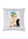 Cartoon Printed Throw Pillow White/Blue/Black 30x30cm