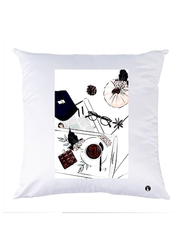 Printed Pillow Case polyester White 30x30cm