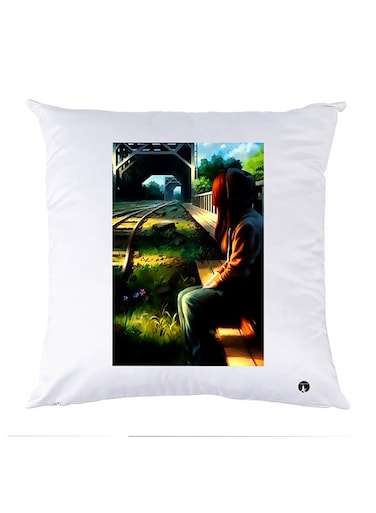 Printed Pillow Case polyester White 30x30cm