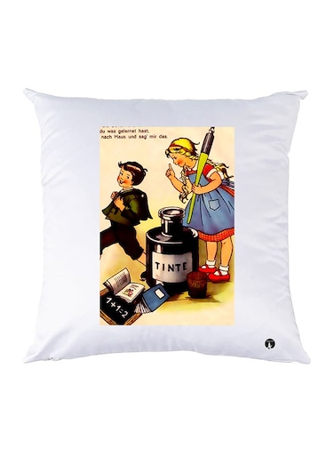 Printed Pillow polyester White 30x30cm