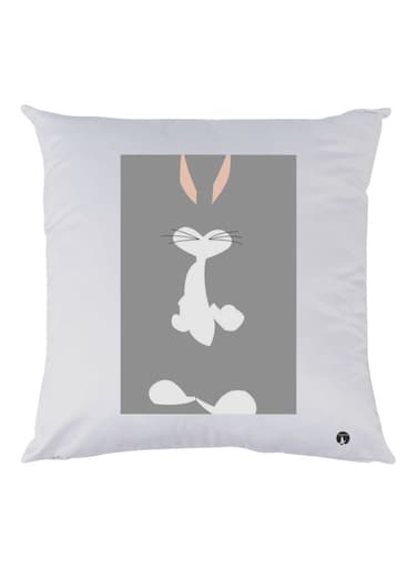 Cartoon Printed Throw Pillow White/Grey/Pink 30x30cm
