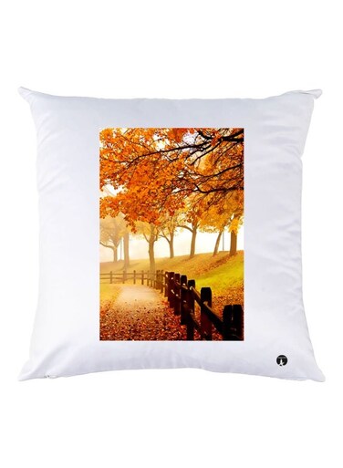 Nature Printed Throw Pillow White/Green/Orange 30x30cm