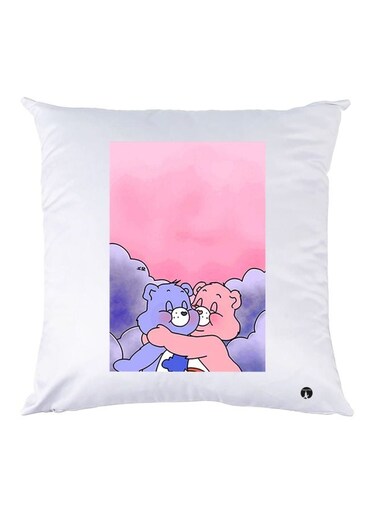 Cartoon Printed Throw Pillow polyester White/Blue/Pink 40x40cm