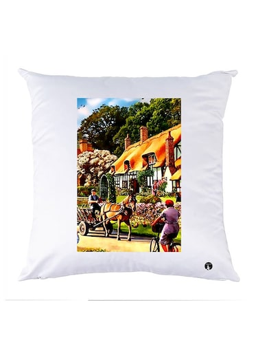 Printed Pillow Case polyester White 30x30cm