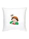 Chibi Maruko Chan Character Printed Decorative Pillow White/Beige/Red 16x16inch