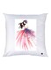 Cartoon Girl Printed Decorative Throw Pillow White/Pink/Blue 30x30cm