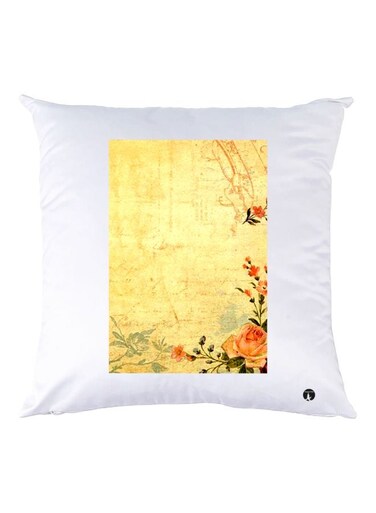 Floral Printed Throw Pillow White/Yellow/Pink 30x30cm