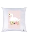 Decorative Swan And Floral Printed Throw Pillow White/Beige/Pink 30x30cm