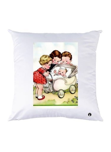 Printed Pillow Case polyester White 30x30cm