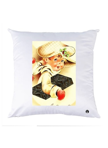 Printed Pillow Polyester White 30x30cm